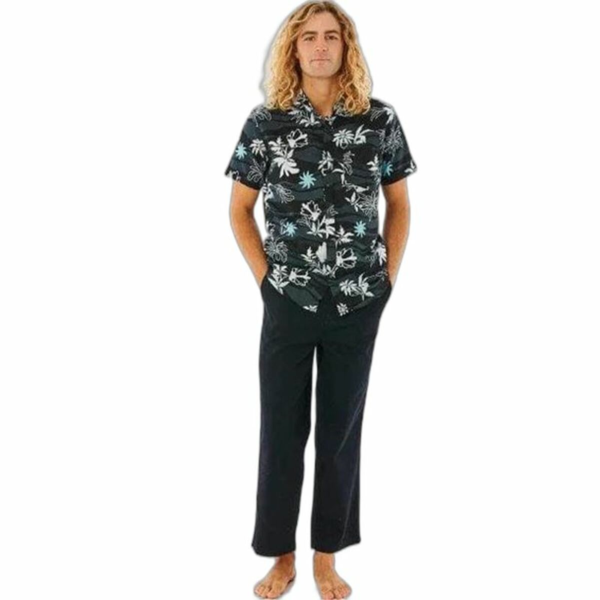 Рубашка Rip Curl Swc Botanica S/S Мужской С коротким рукавом Чёрный-3