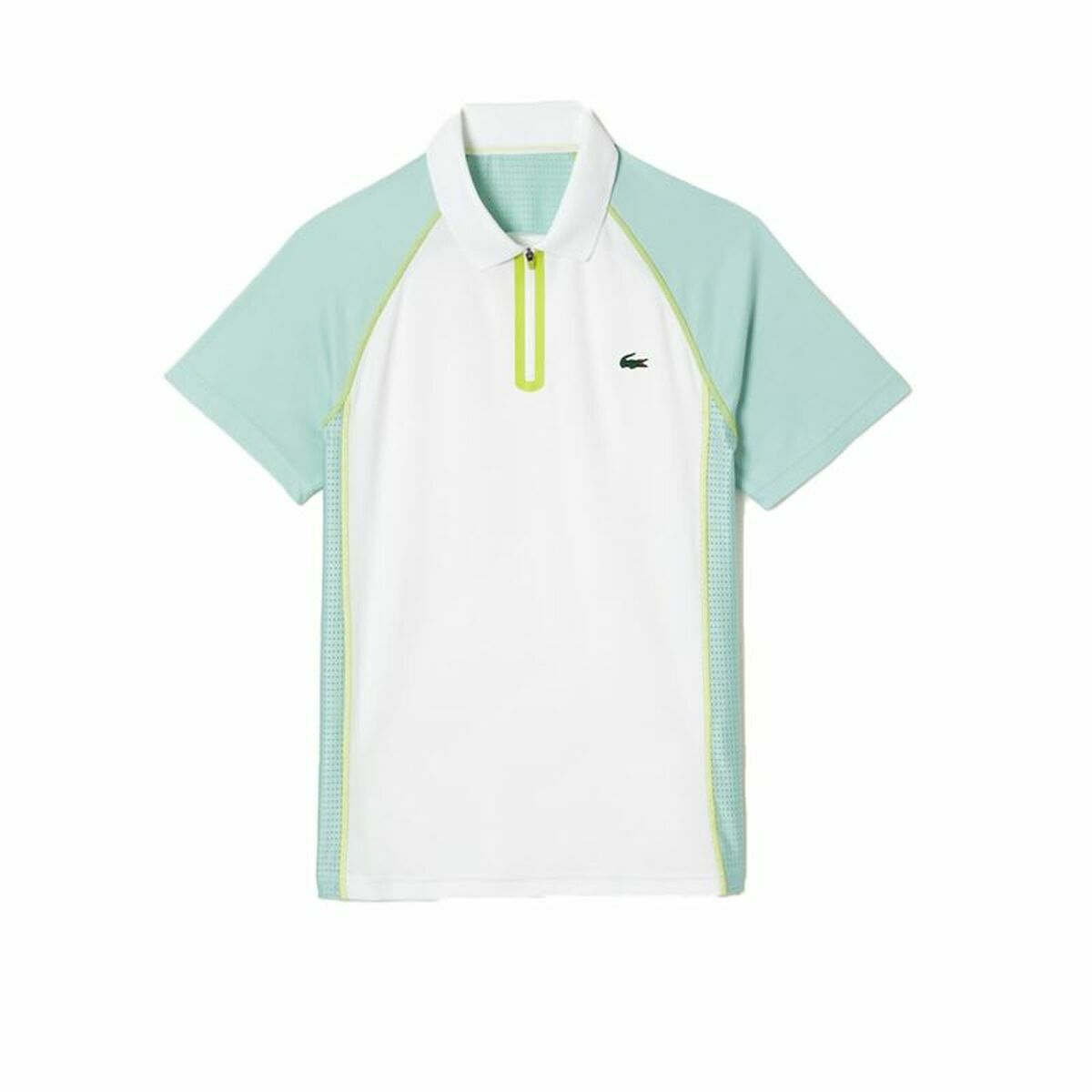 Поло с коротким рукавом мужское Lacoste Zippered Contrast Placket  Синий Белый-2
