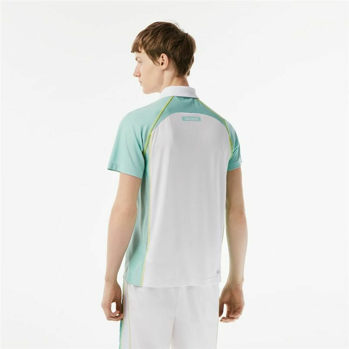 Поло с коротким рукавом мужское Lacoste Zippered Contrast Placket  Синий Белый-6