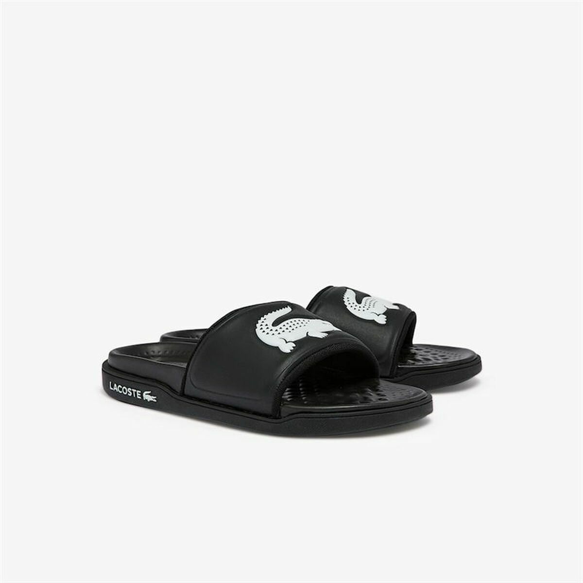 Шлепанцы для женщин Lacoste Croco Dualiste Synthetic Logo Strap Чёрный-4
