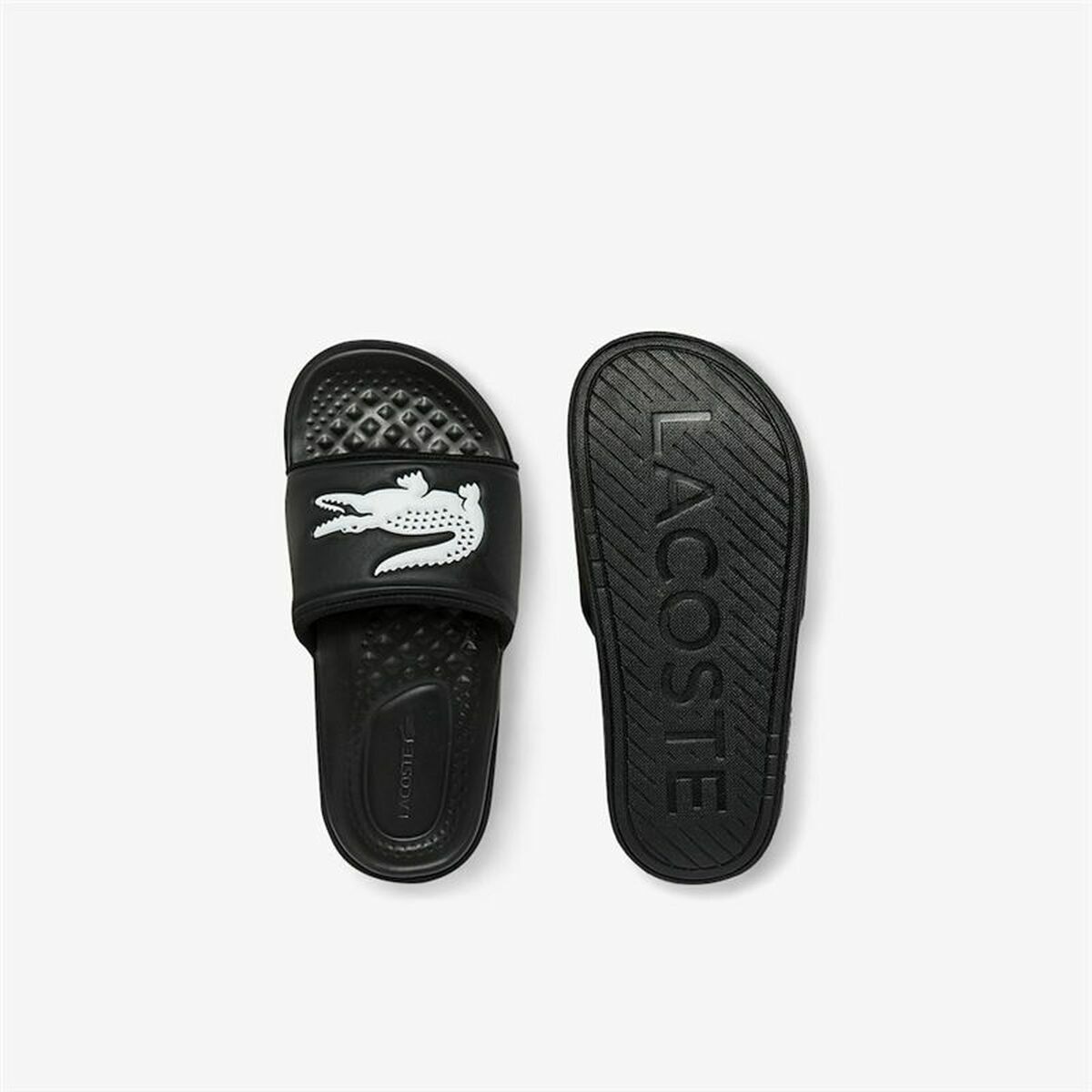 Шлепанцы для женщин Lacoste Croco Dualiste Synthetic Logo Strap Чёрный-3