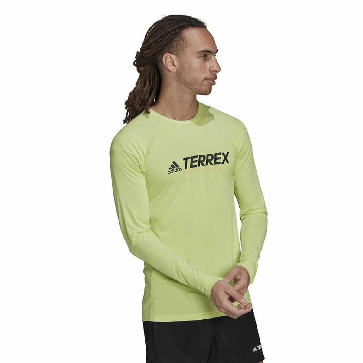 Рубашка с длинным рукавом мужская Adidas Terrex Primeblue Trail Лаймовый зеленый-4
