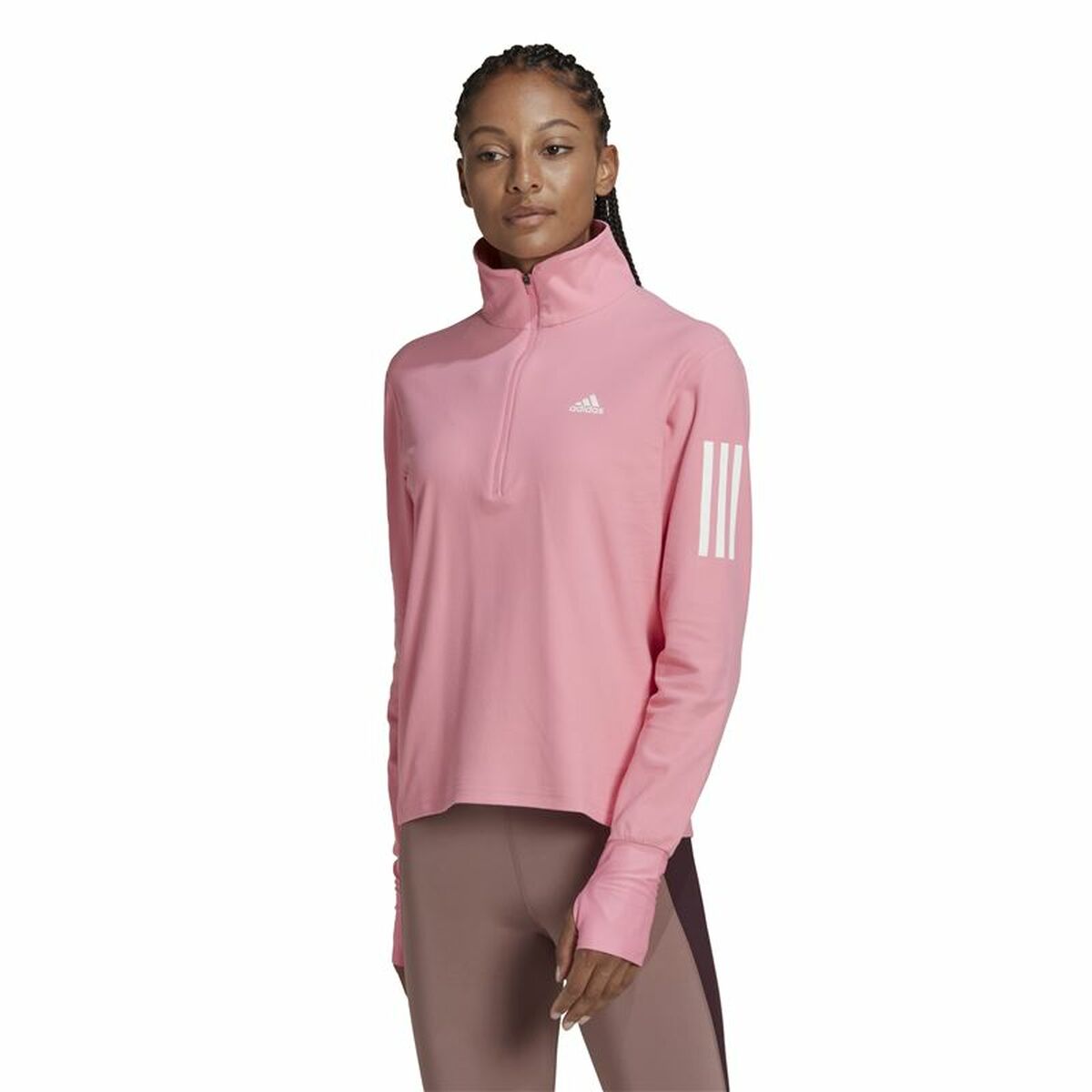 Женская рубашка с длинным рукавом Adidas Own the Run 1/2 Zip Розовый-2