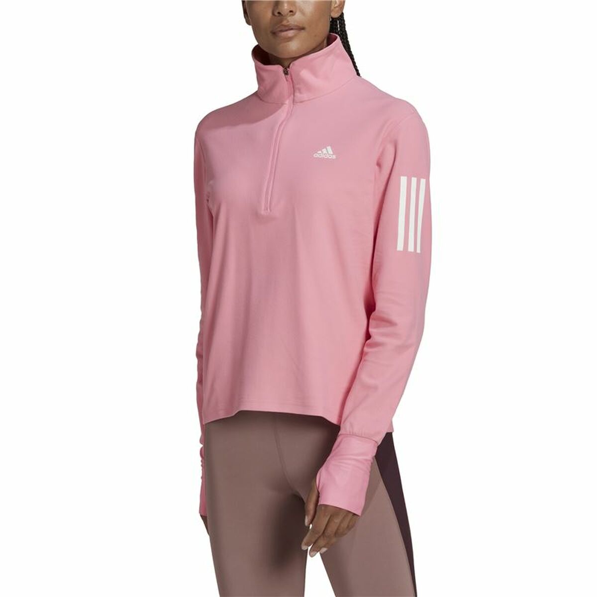 Женская рубашка с длинным рукавом Adidas Own the Run 1/2 Zip Розовый-3