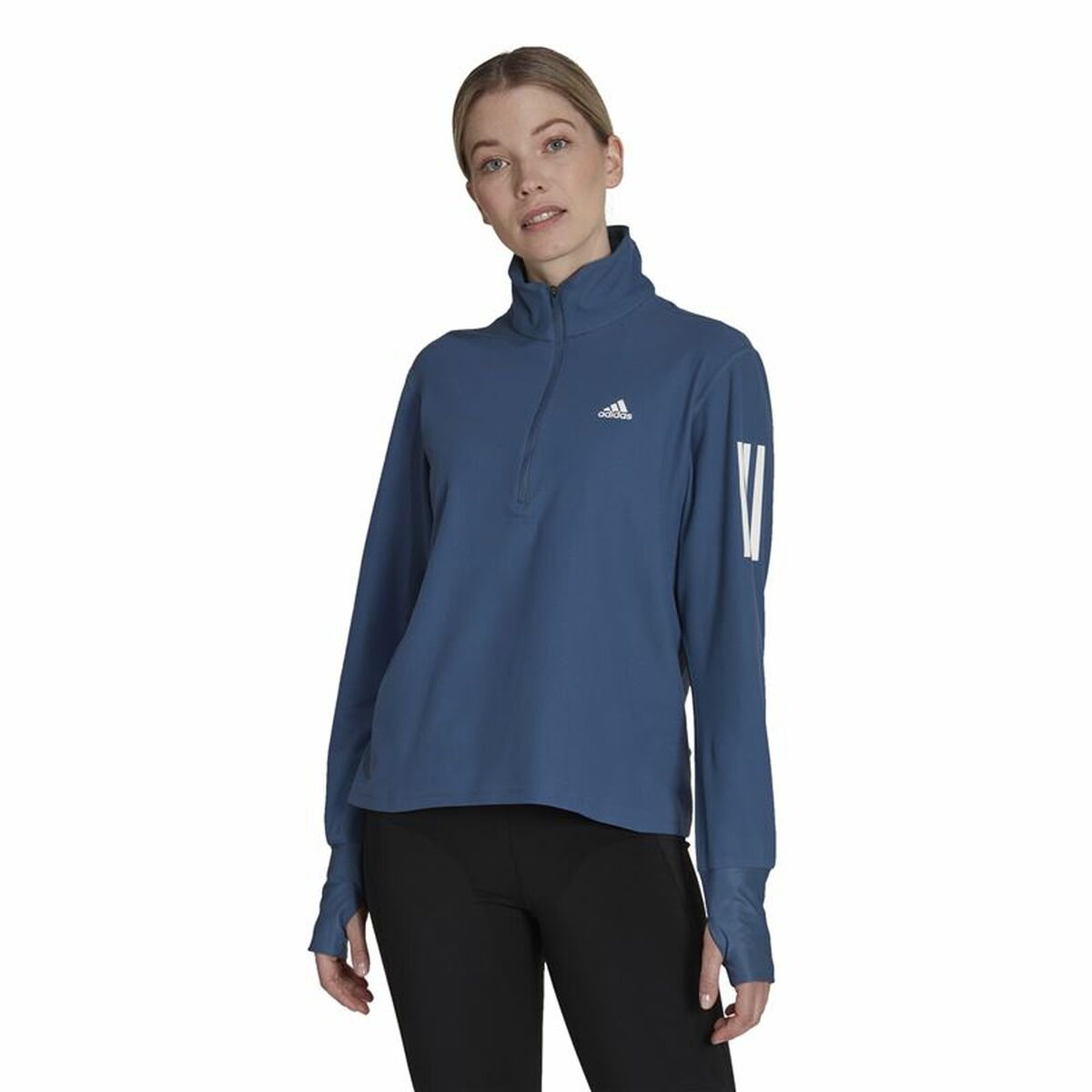 Женская рубашка с длинным рукавом Adidas Own the Run 1/2 Zip Индиго-8