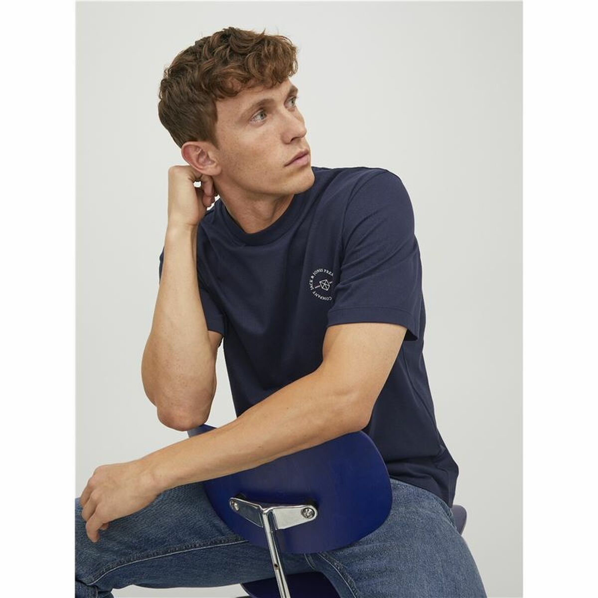 Футболка с коротким рукавом мужская Jack & Jones lushield Синий Мужской-3