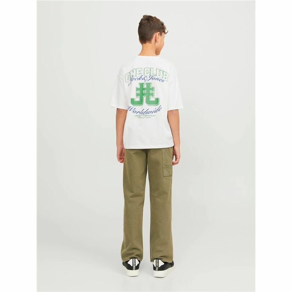 Jack & Jones Jorcole طباعة قميص الأطفال بأكمام قصيرة باللون الأبيض الأخضر-4