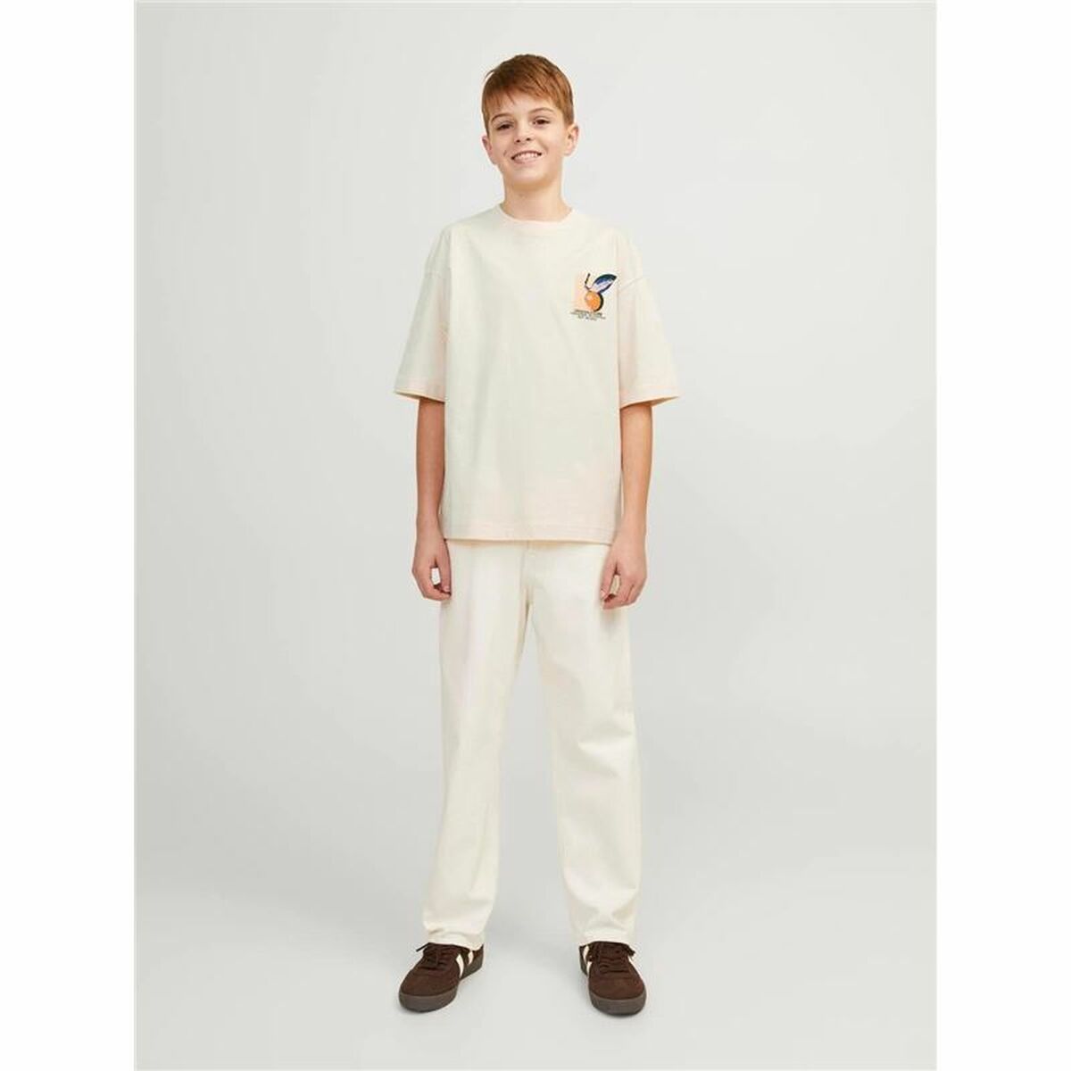 Детский Футболка с коротким рукавом Jack & Jones tampa Back Бежевый-3