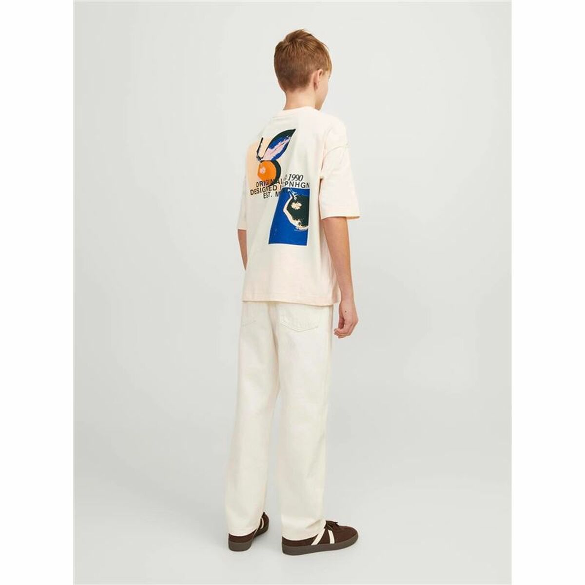 Детский Футболка с коротким рукавом Jack & Jones tampa Back Бежевый-4