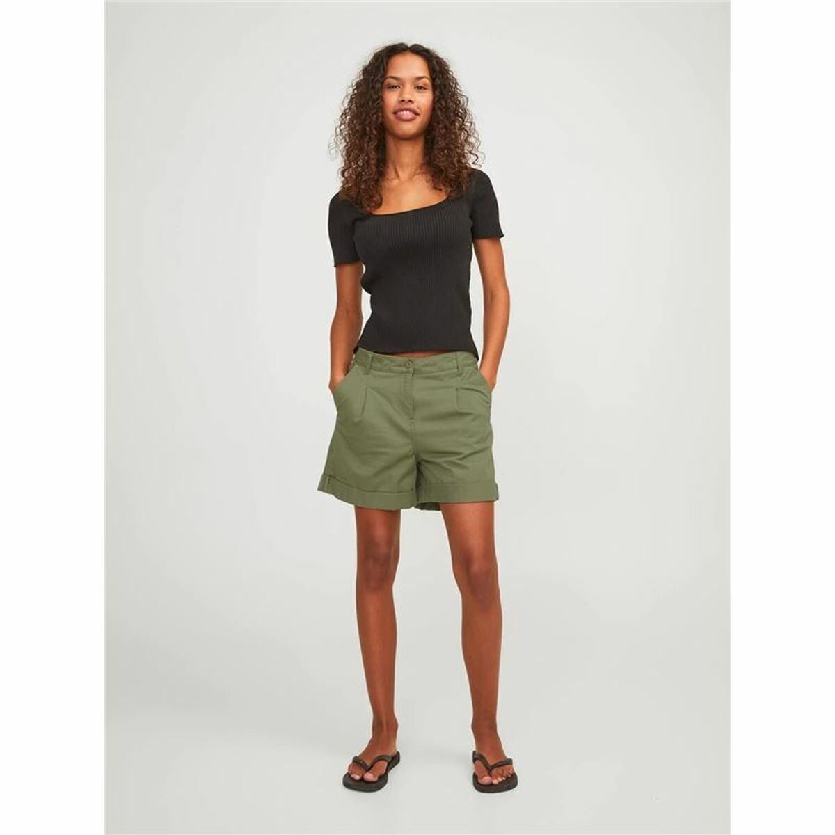 جاك وجونز Jxmaddy Rlx Short Pants Green-3