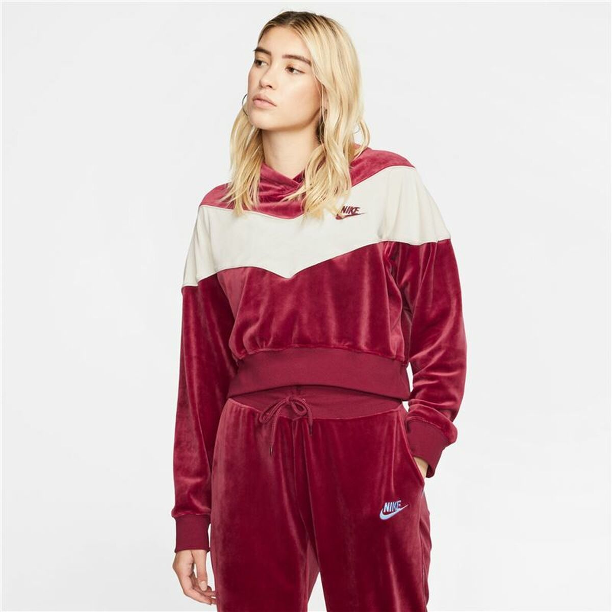 Толстовка с капюшоном женская Nike Sportswear Heritage Темно-красный-2