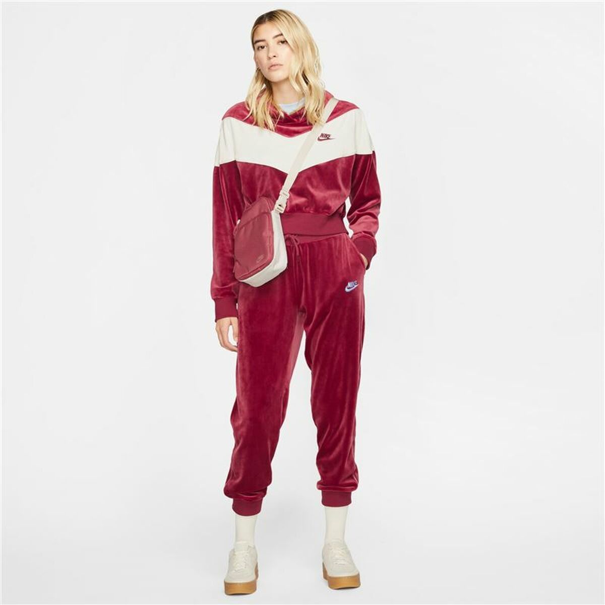 Толстовка с капюшоном женская Nike Sportswear Heritage Темно-красный-4