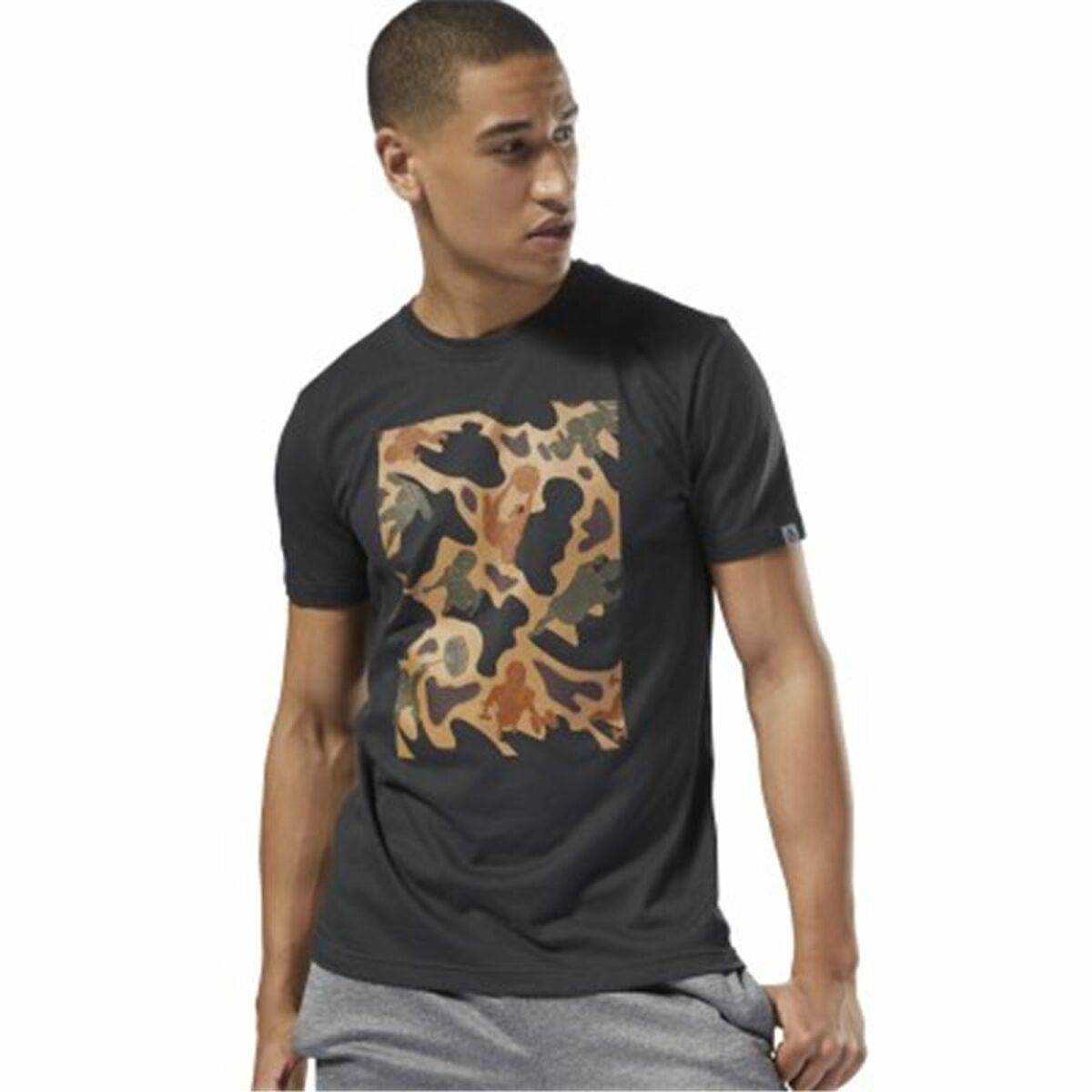 T-shirt à manches courtes pour homme Reebok Sportswear Training Camouflage Noir-3