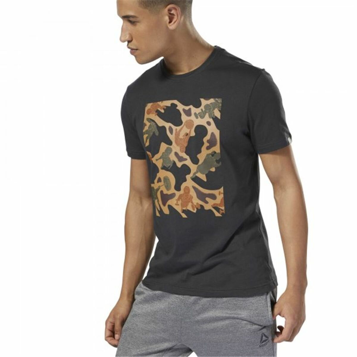 T-shirt à manches courtes pour homme Reebok Sportswear Training Camouflage Noir-4