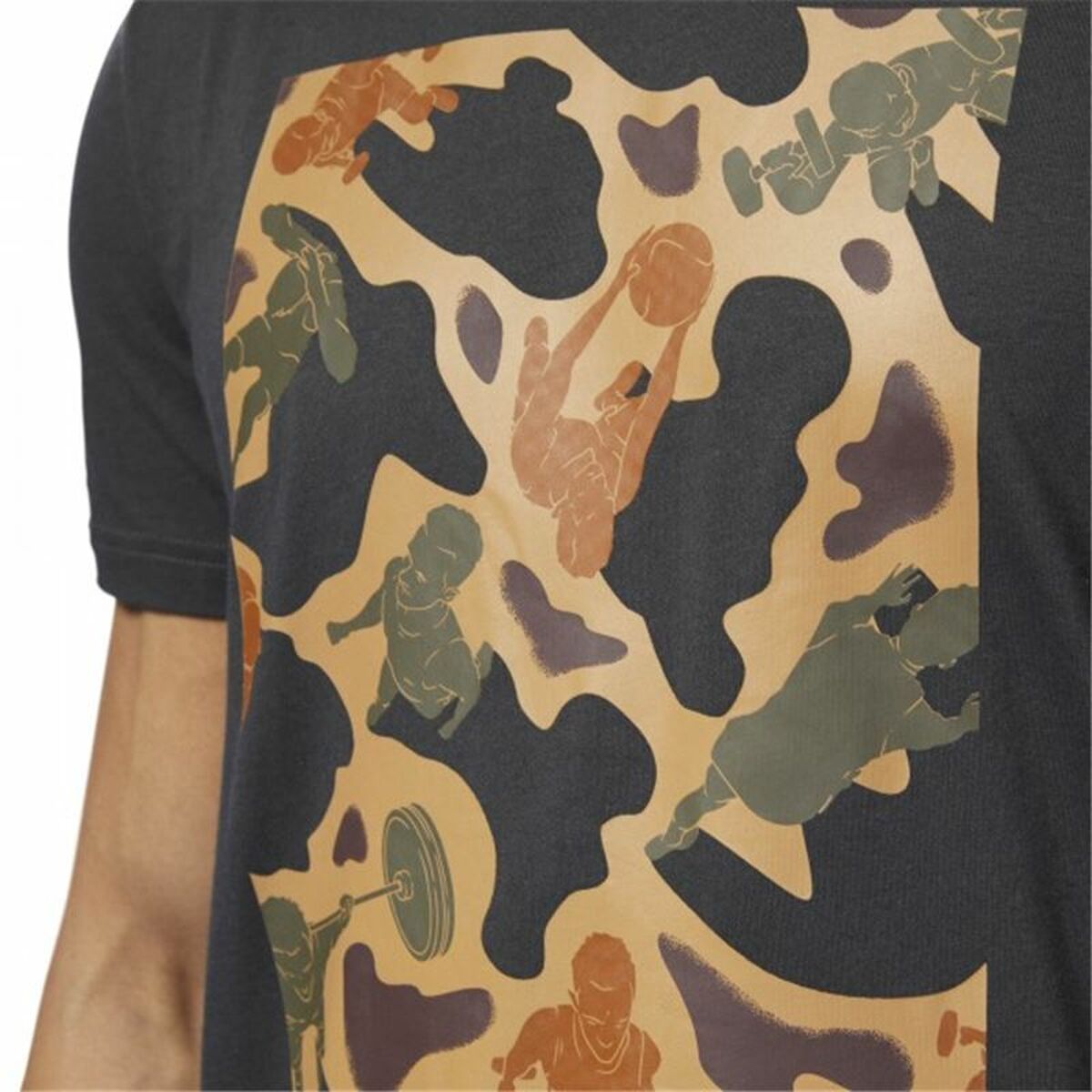 T-shirt à manches courtes pour homme Reebok Sportswear Training Camouflage Noir-6