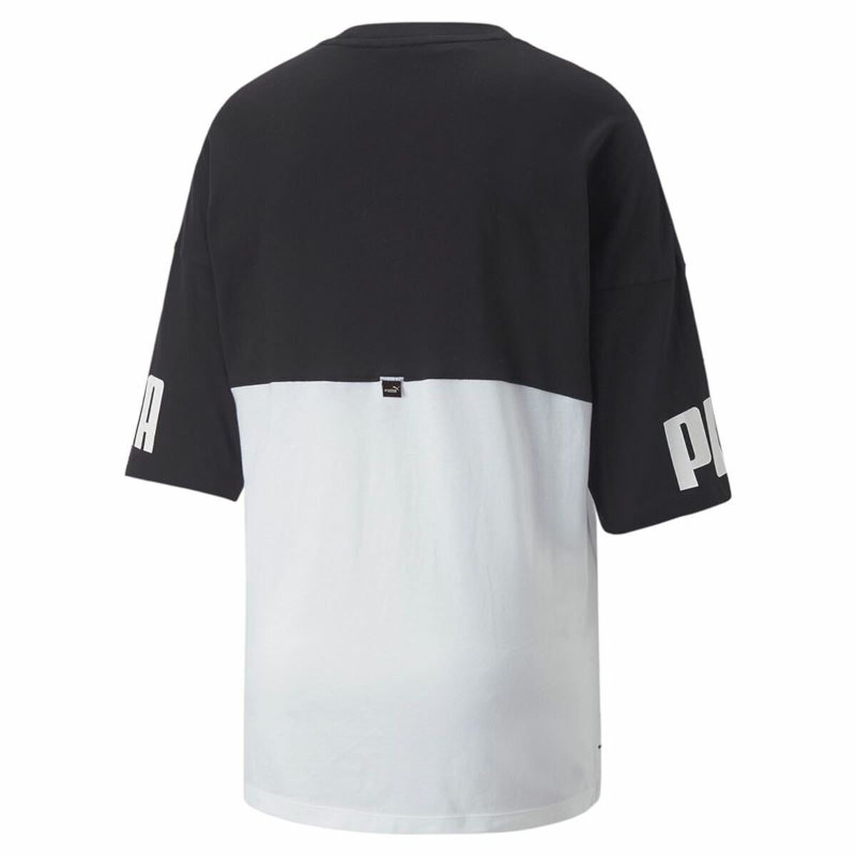 Camisa de manga curta feminina Puma Power Colorblock Branco Preto-7