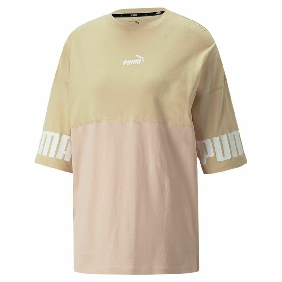 Camiseta de manga curta feminina Puma Colorblock Bege-2