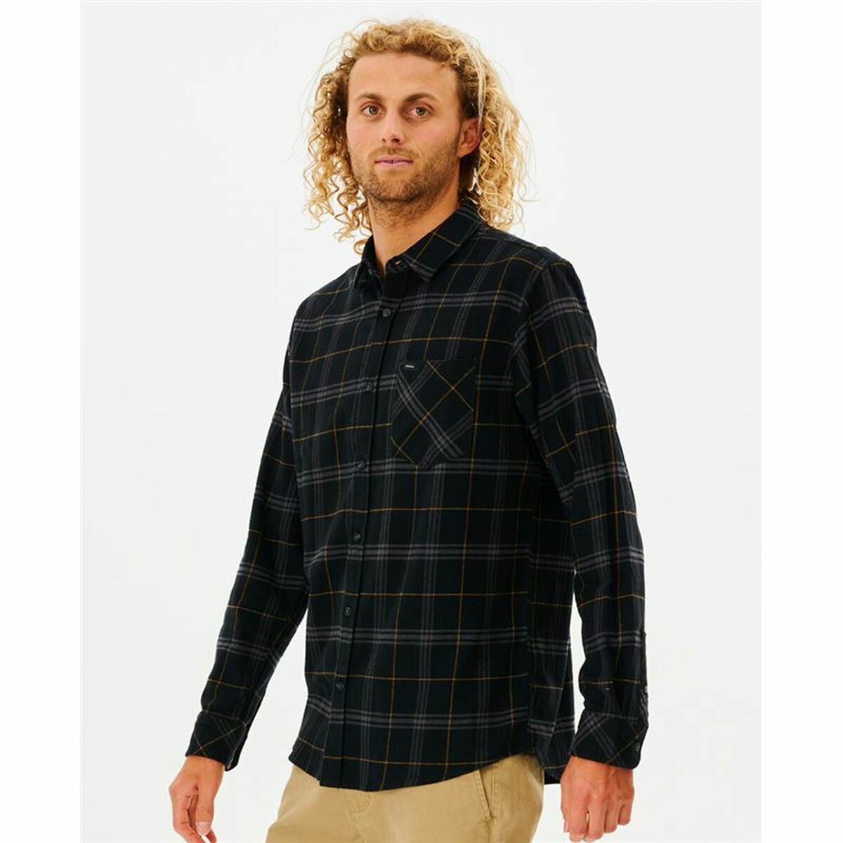 Рубашка с длинным рукавом мужская Rip Curl Checked in Flannel Franela Чёрный-3