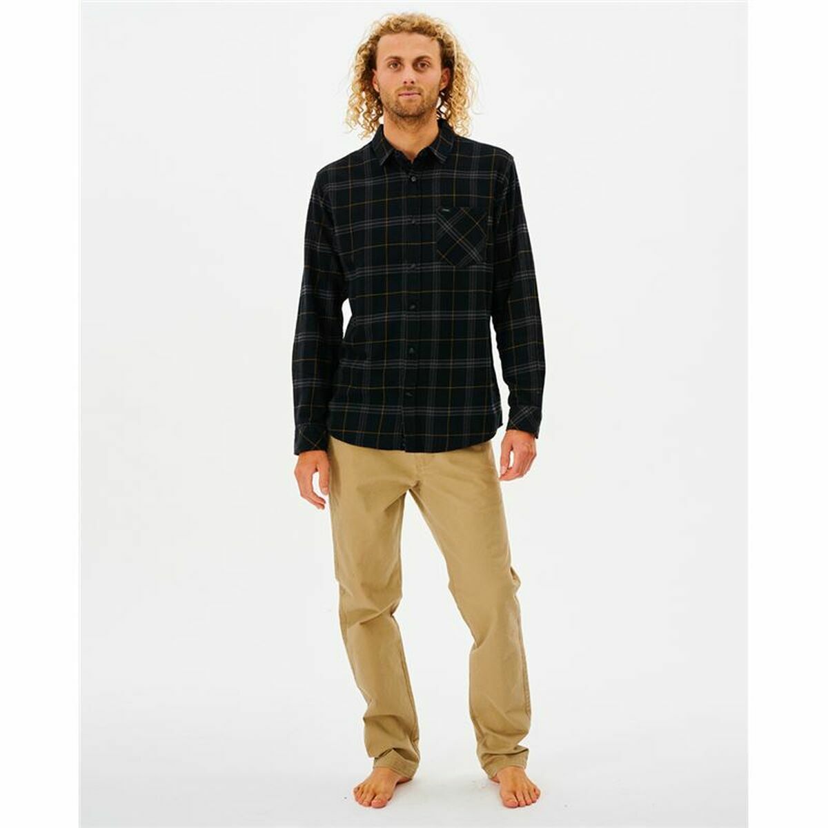 Рубашка с длинным рукавом мужская Rip Curl Checked in Flannel Franela Чёрный-4