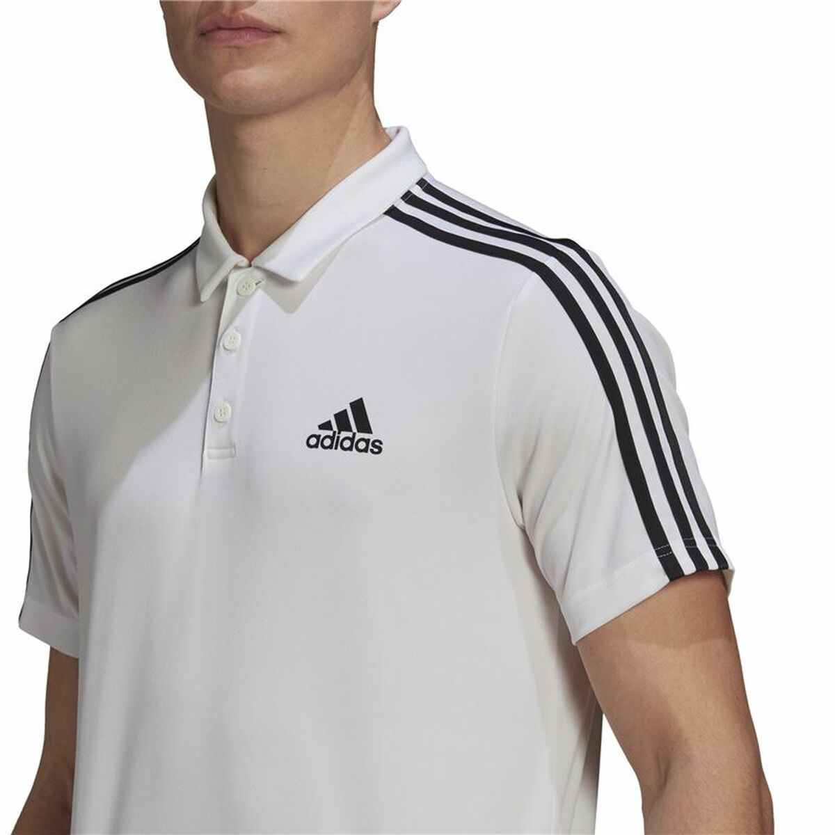 Поло с коротким рукавом мужское Adidas Primeblue 3 Stripes Белый-3