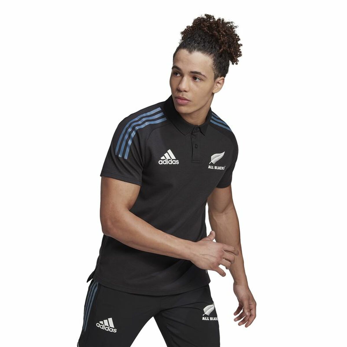 Поло с коротким рукавом мужское Adidas All Black Чёрный-4