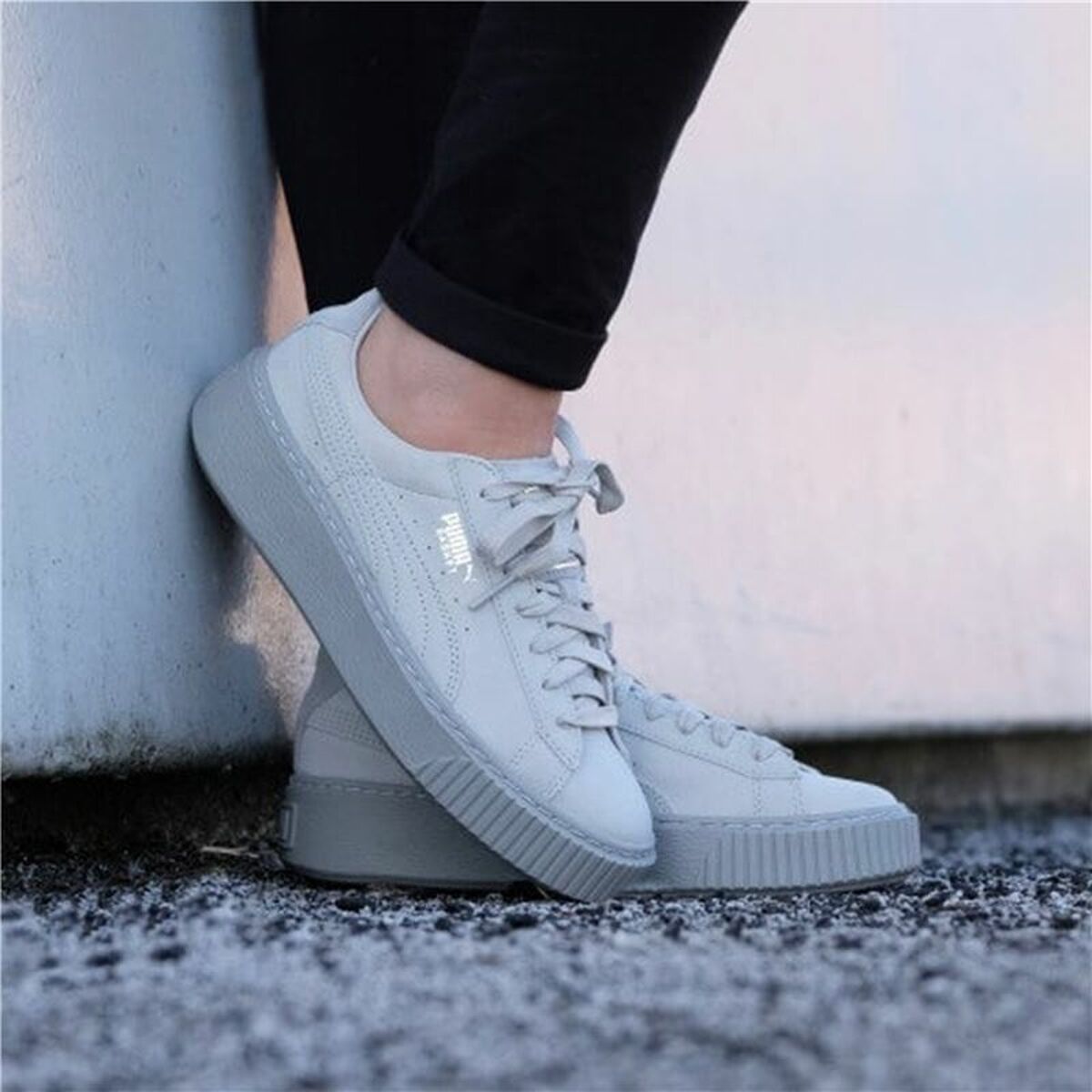 Puma Basket Platform Reset Women's Sports Sneakers White-3