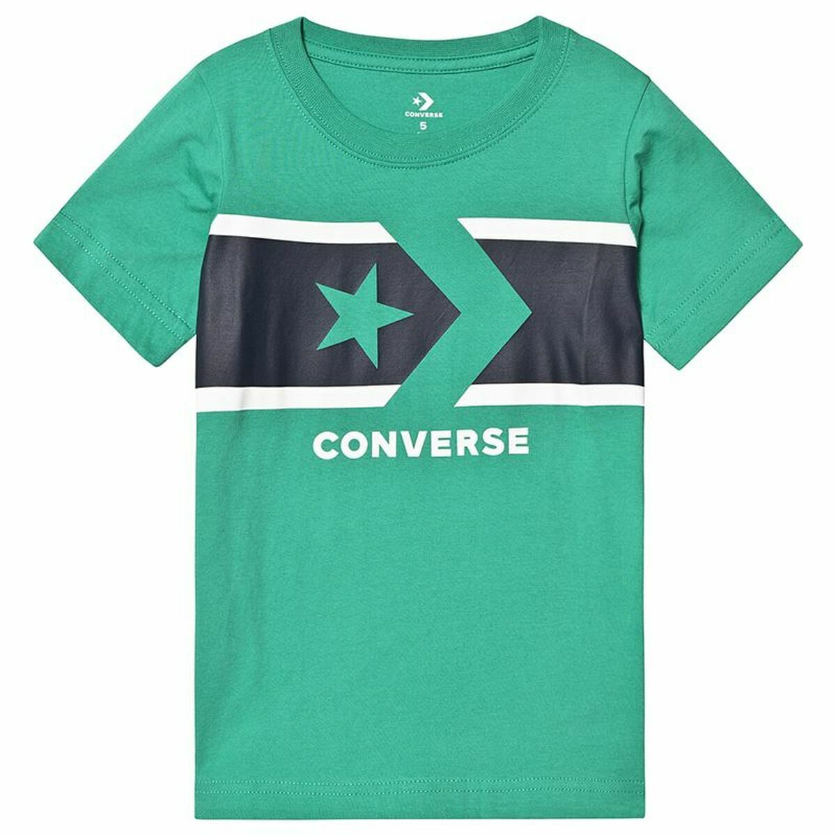 Детский Футболка с коротким рукавом Converse Stripe Star Chevron  Зеленый-3
