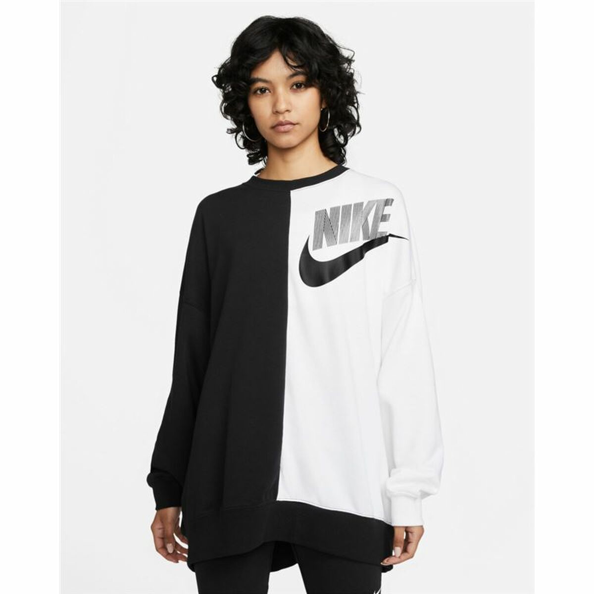 Толстовка без капюшона женская Nike Sportswear Белый Чёрный-2
