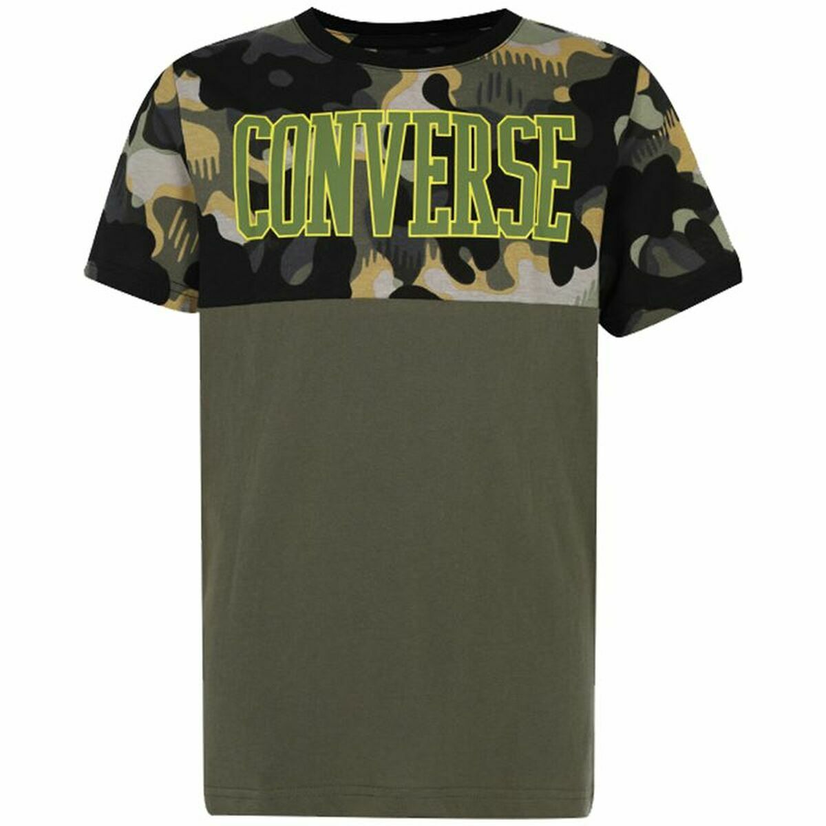 T-shirt pour enfants à manches courtes Converse Blocked Camo Jaune-4