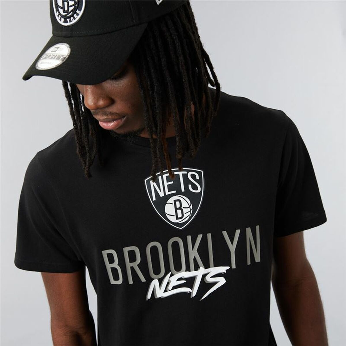 T-shirt manches courtes homme New Era Brooklyn Nets NBA Script Noir-3