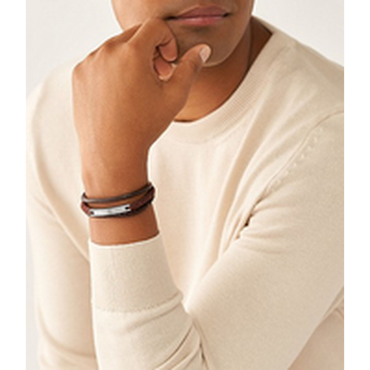 化石メンズブレスレットJF04341040レザーメタル-7