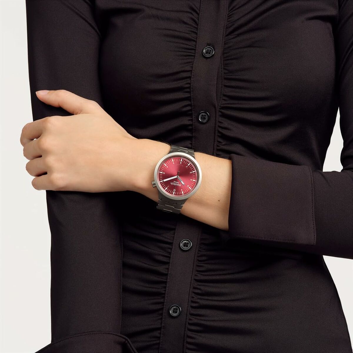 Unisex Saatler Swatch SB07S104G Siyah Gümüş-3