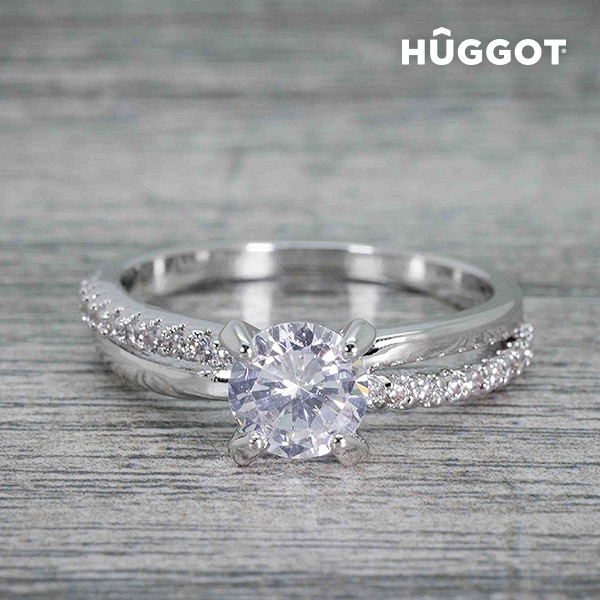 Кольцо Hûggot You & Me  с родиевым покрытием и фианитами-2