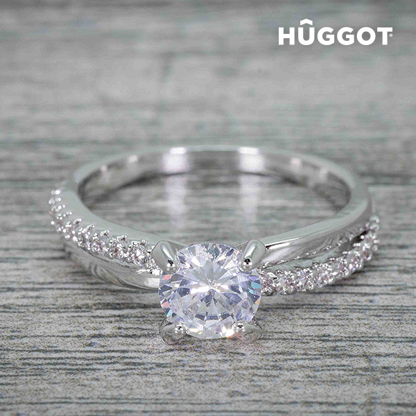 Кольцо Hûggot You & Me  с родиевым покрытием и фианитами-3