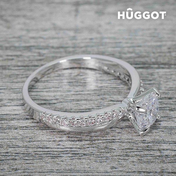 Кольцо Hûggot You & Me  с родиевым покрытием и фианитами-4