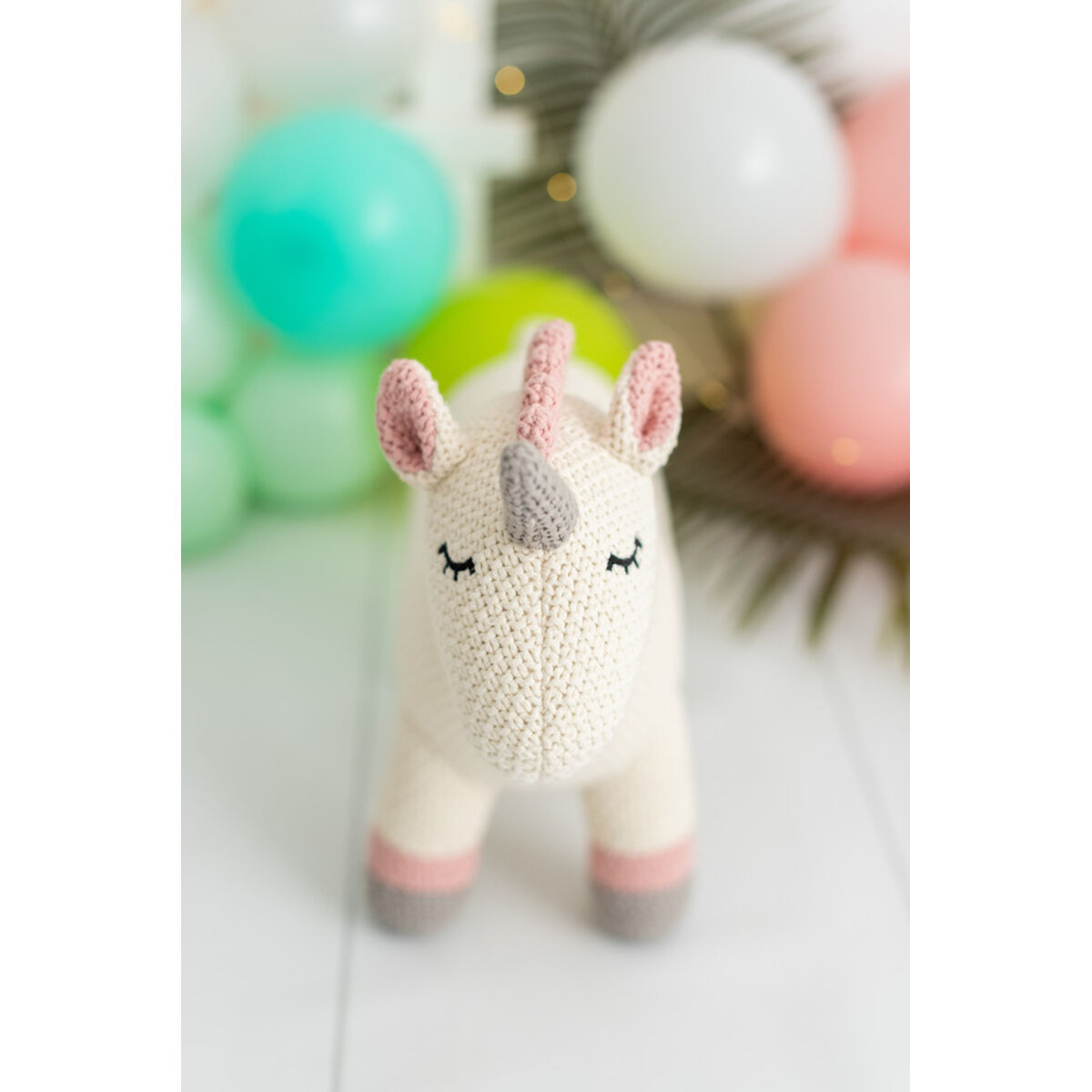Плюшевый Crochetts AMIGURUMIS MINI Белый Серый Единорог 46 x 36 x 16 cm-4