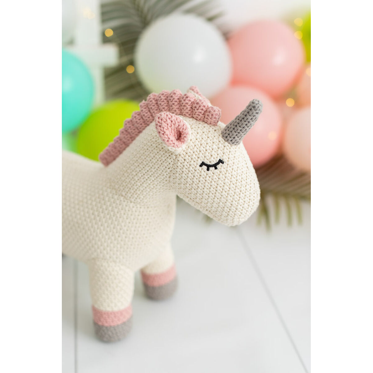 Плюшевый Crochetts AMIGURUMIS MINI Белый Серый Единорог 46 x 36 x 16 cm-5