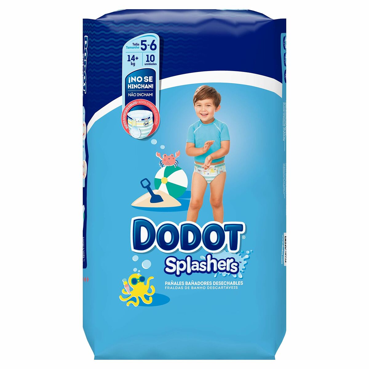 Одноразовые подгузники Dodot Splashers 5-6 14 Kg (10 штук)-2