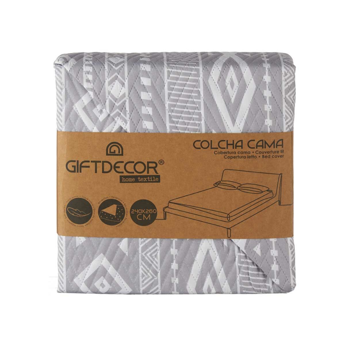 Double Sided Cover 240 x 260 cm White Gray (6 pieces)-3