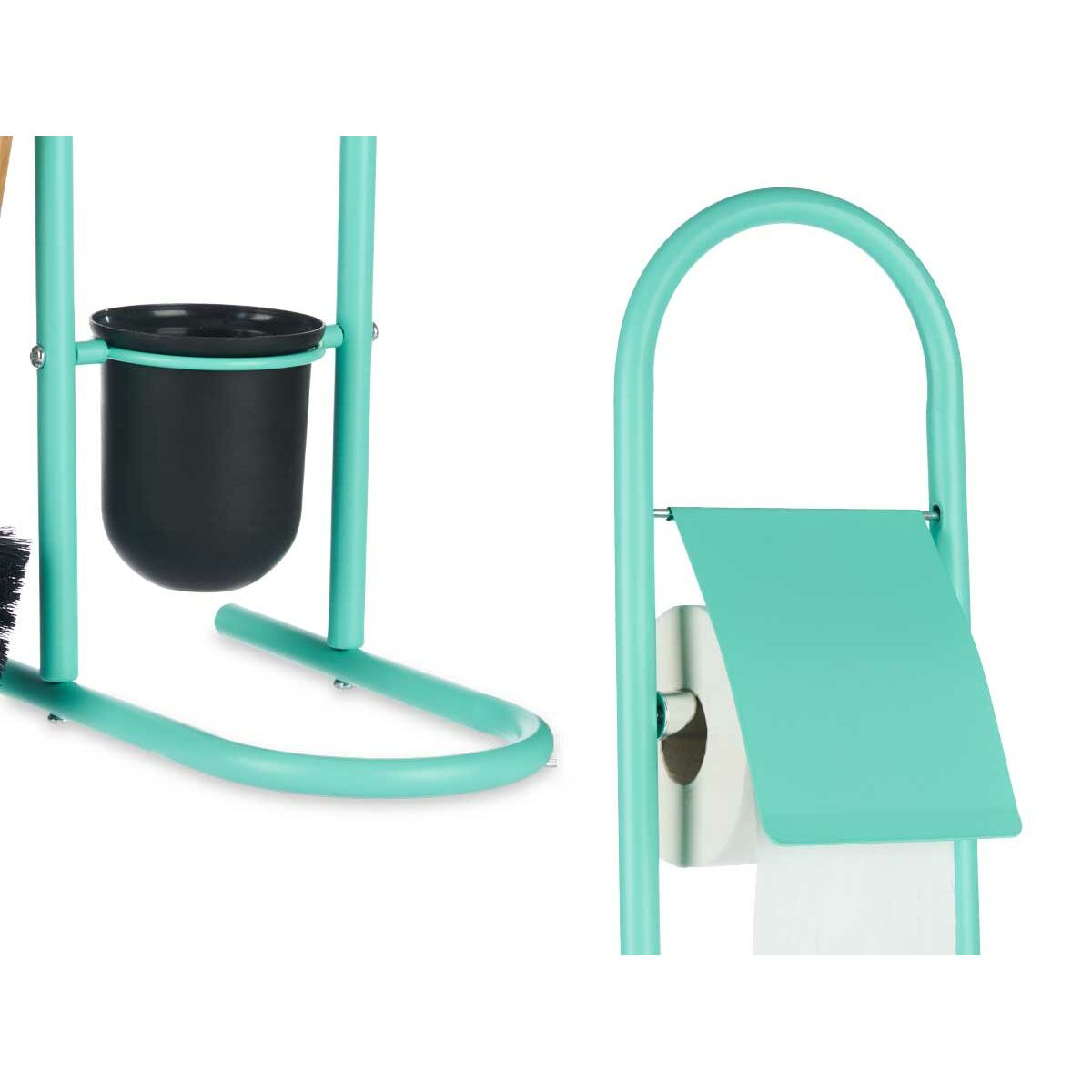 带有16 x 28.5 x 80.8 cm金属薄荷塑料竹子的卫生纸支架（4件）-3