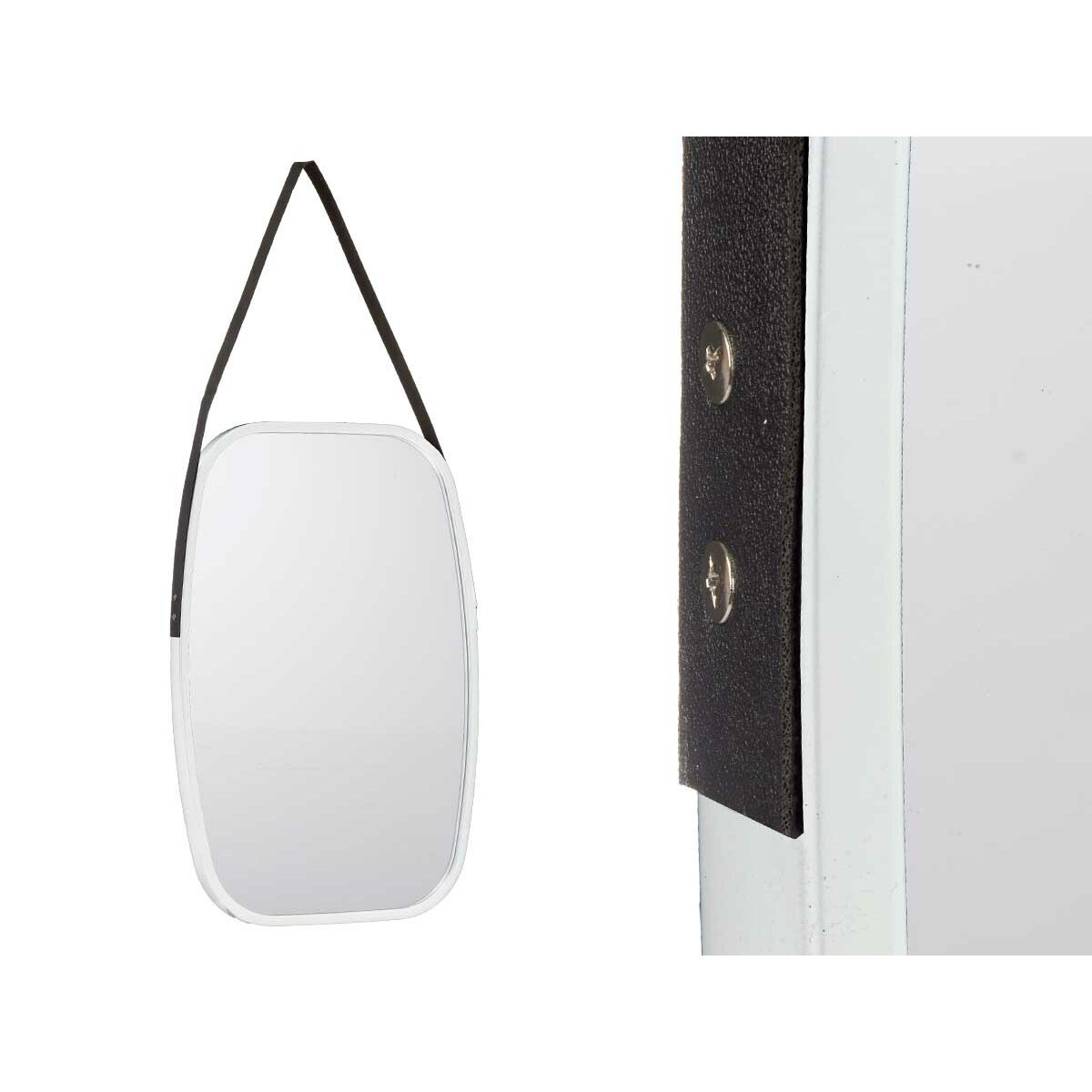 Настенное зеркало Белый Чёрный Стеклянный Кожзам 43 x 65 x 3 cm (4 штук)-2