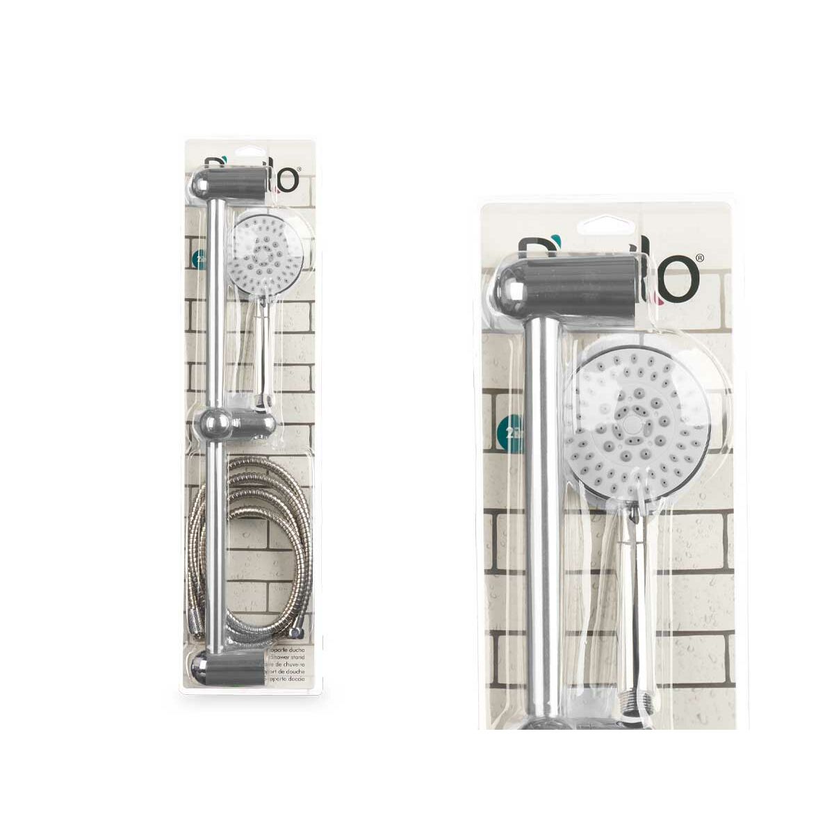 Ვერცხლისფერი ლითონის მხარდაჭერით (6 ცალი) საშხაპე შლანგით წყლის ნაკადისთვის-3