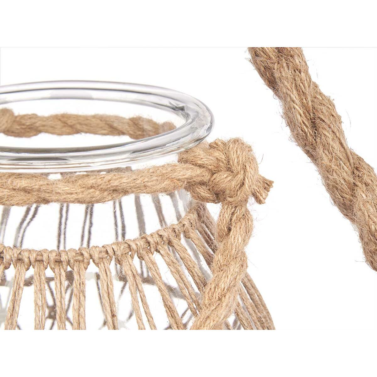 Подсвечник лодка Прозрачный Натуральный Cтекло Веревка 17 x 25 cm (4 штук)-3