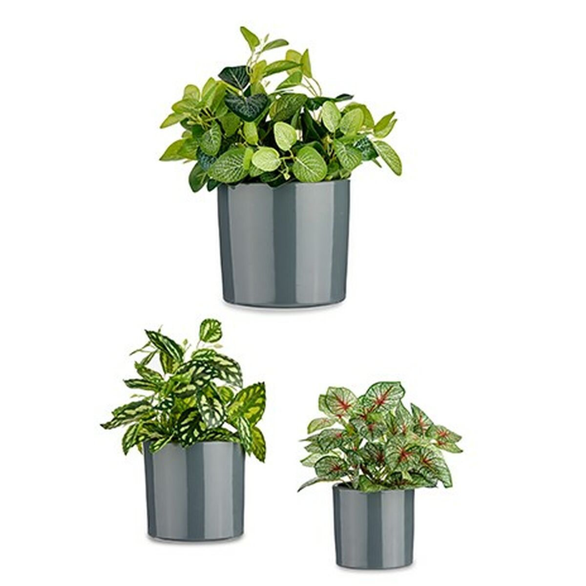 Set of pots Ø 14 cm Ø 22 cm Ø 17 cm cylinder 3 Items Anthracite-2