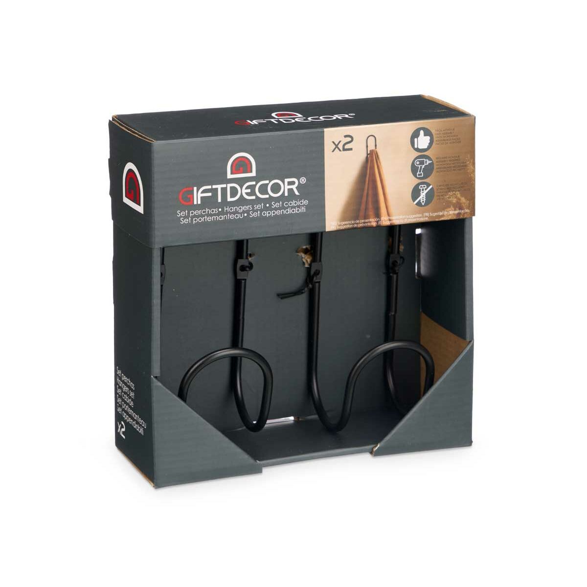 Крючки Чёрный Металл набор 2 Предметы (6 штук)-3