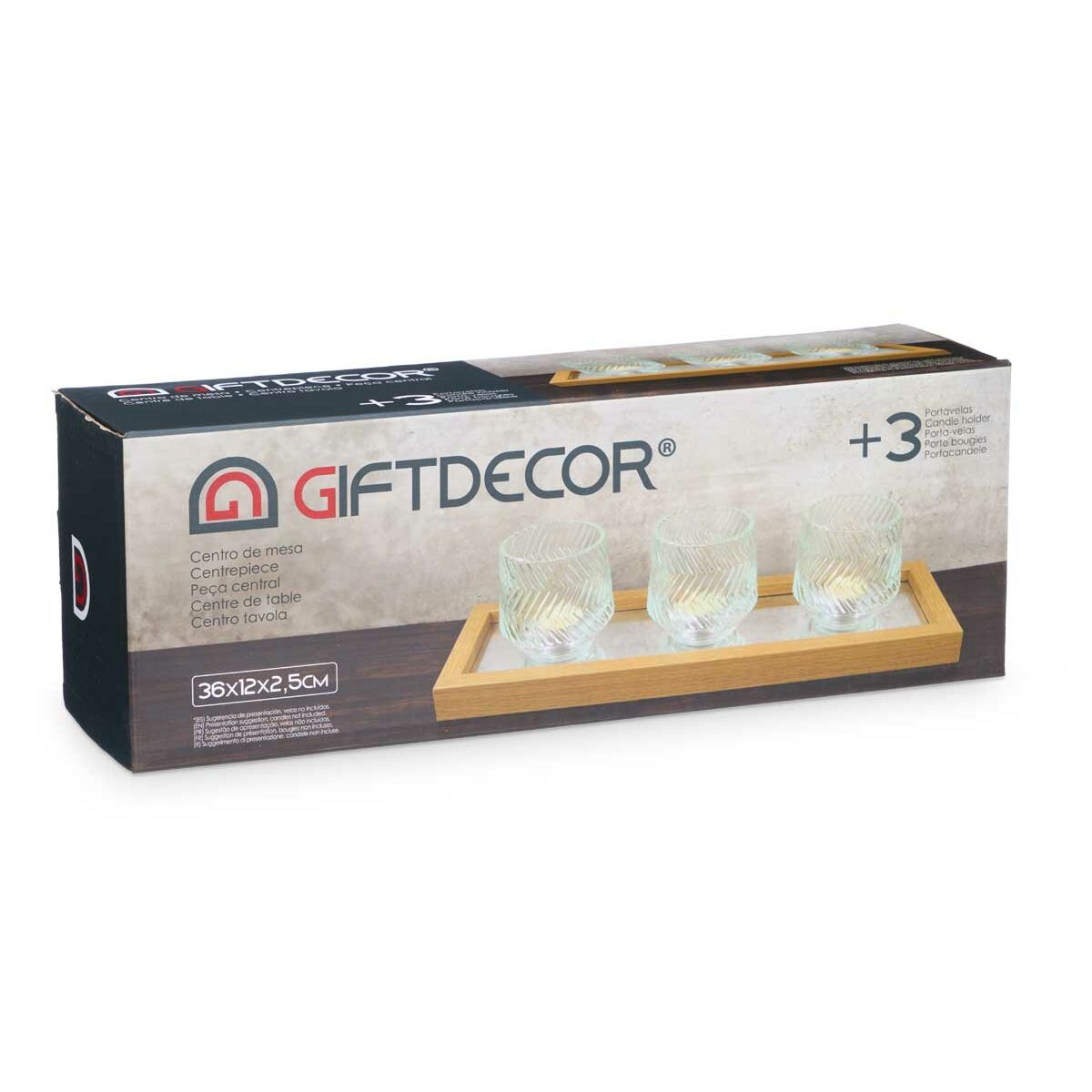 Поднос-подсвечник Позолоченный Cтекло полипропилен 36 x 9,5 x 12 cm (4 штук)-3