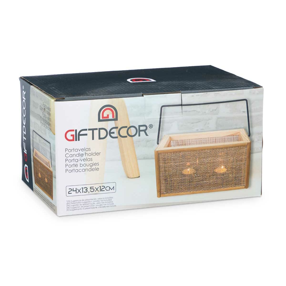 Поднос-подсвечник Коричневый Металл Деревянный MDF 25 x 23 x 14 cm (6 штук)-3