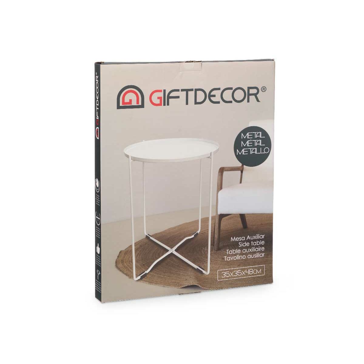 Вспомогательный столик Белый Металл 35 x 50,5 x 35 cm Круглая (4 штук)-3