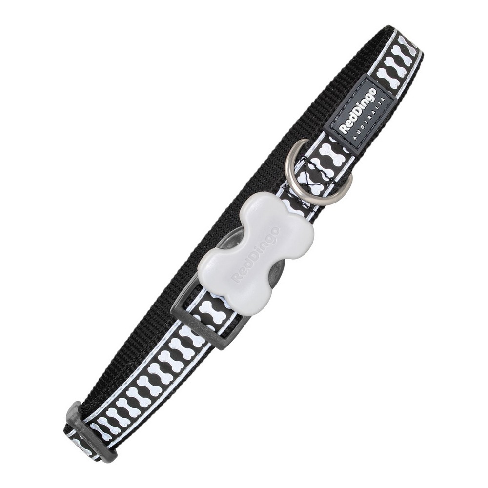 Red Dingo Dog Collar Reflecting Skeleton Black (1.2 x 20-32 cm)