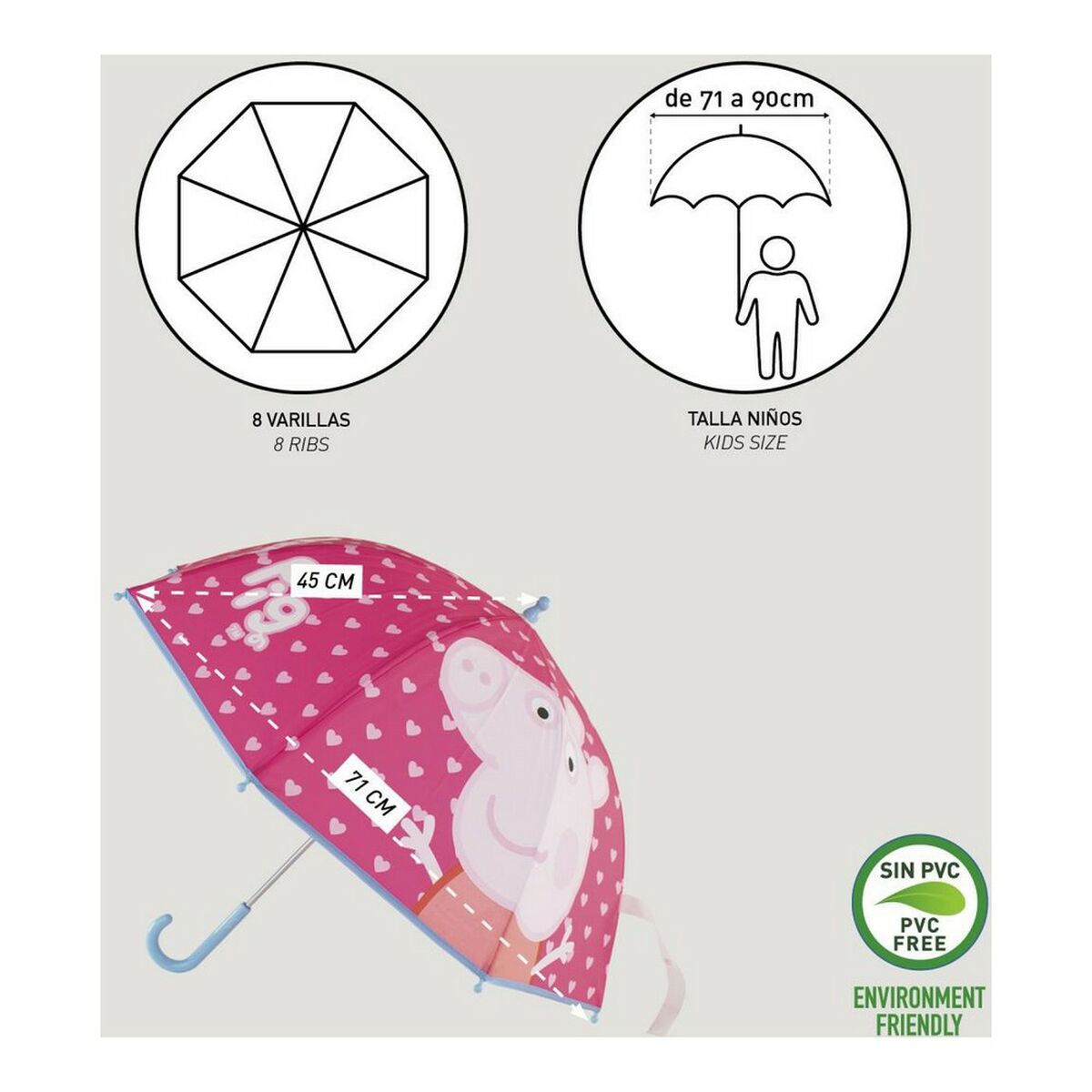Зонт Peppa Pig Розовый 100 % EVA 45 cm (Ø 71 cm)-6
